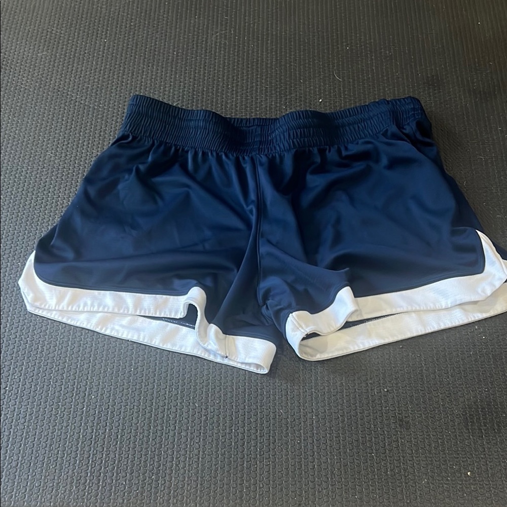 Champion Blue and White Athletic Shorts with Elastic Waistband